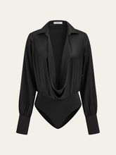 Satin Cowl Neck Long Sleeve Bodysuit
