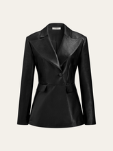 Single Button PU Leather Jacket
