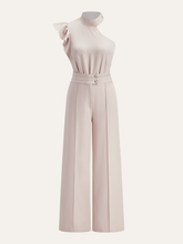One-Shoulder Ruffled Top and Double-Button Pants Set