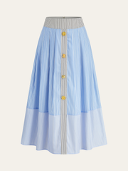 Metal Detail Striped Maxi Skirt