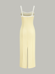 Contrast Trim Strappy Midi Dress