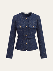 Metallic Button Tweed Jacket
