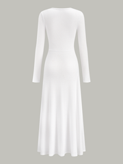 V-Neck Ruched Long Sleeve Maxi Dress