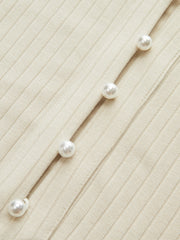 Bell Sleeve Contrast Panel Ribbed Maxi Dress