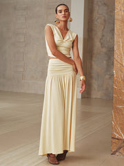 Ruched Crop Top and Maxi Skirt Set