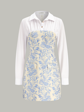 Shirt Collar Floral Jacquard Mini Dress