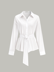 Tie-Waist Button-Down Shirt