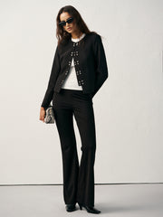 Round Neck Double-Breasted Blazer