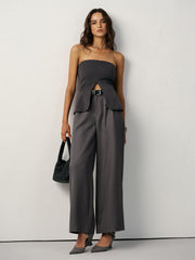 Strapless Zipper Cut-Out Tank Top