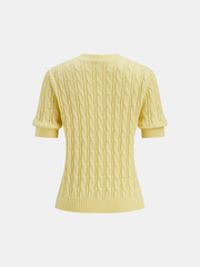Cable Knit Short Sleeve Sweater