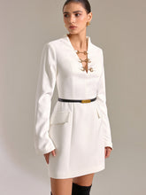 Horsebit Decor V-Neck Dress