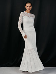 Lace Paneled Knit Maxi Skirt