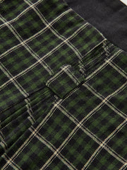 Cotton Pleated Plaid Mini Skirt