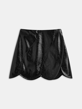 Scalloped Hem Faux Leather Mini Skirt