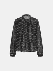 Ruffled Polka Dot Chiffon Shirt