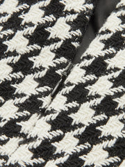 Houndstooth Tweed Slit Front Maxi Skirt