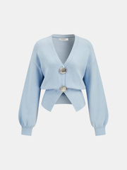 Metal Shell Split Hem Knit Cardigan