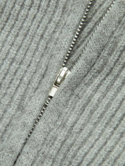 Crew Neck Zip-Up Knit Outerwear