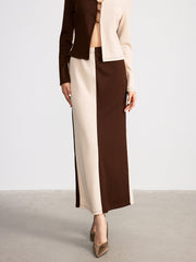 Two-Tone Waffle Knit Top and Skirt Set
