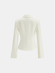 Scalloped Collar Metal Button Blazer