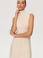 Knit Coat and Turtleneck Sleeveless Dress Two-Piece Set