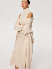 Knit Coat and Turtleneck Sleeveless Dress Two-Piece Set