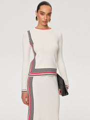 Striped Wool-Blend Knit Top