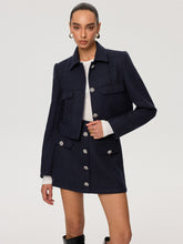 Metal Button Tweed Collared Jacket