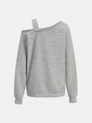Strap Detail Off-Shoulder Sweatshirt