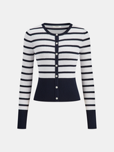 Striped Ribbed Knit Cardigan