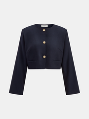 Metal Button Cropped Jacket
