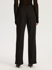 Straight-Leg Pants with Metal Chain Belt