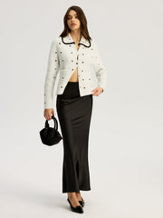 Nylon Polka Dot Knit Cardigan