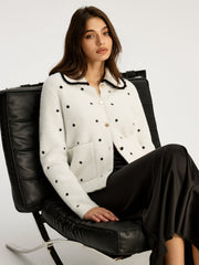 Nylon Polka Dot Knit Cardigan