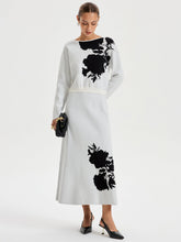 Ink-Wash Painting Pattern Knit Maxi Skirt