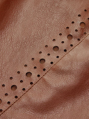 Belted Laser-cut Faux Leather Skirt
