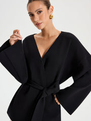 Belted V-neck Kimono Cardigan