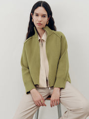 Zip-Up Turtleneck Knit Cardigan