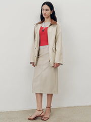 Contrast Collar PU Leather Jacket