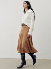 Suede Effect A-Line Maxi Skirt