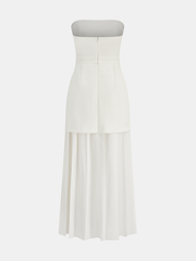 Pleated Strapless Maxi Dress with Detachable Strap