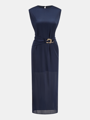 Belted Sleeveless Midi Dress