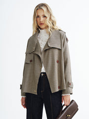 Vintage Plaid Cropped Trench Coat