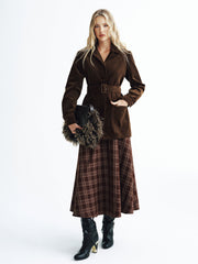 Collared Corduroy Belted Jacket