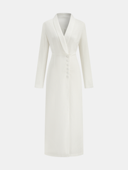 V-Neck Button Midi Dress
