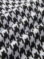 Contrast Collar Houndstooth Tweed Jacket