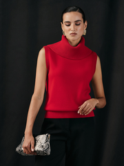 Turtleneck Sleeveless Knit Vest