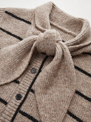 Striped Knit Vest with Tie Neck Detail