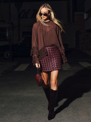 Tiered Ruffle Semi-Sheer Chiffon Blouse