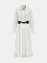 Ruffled Shirt and Midi Skirt Set with Belt